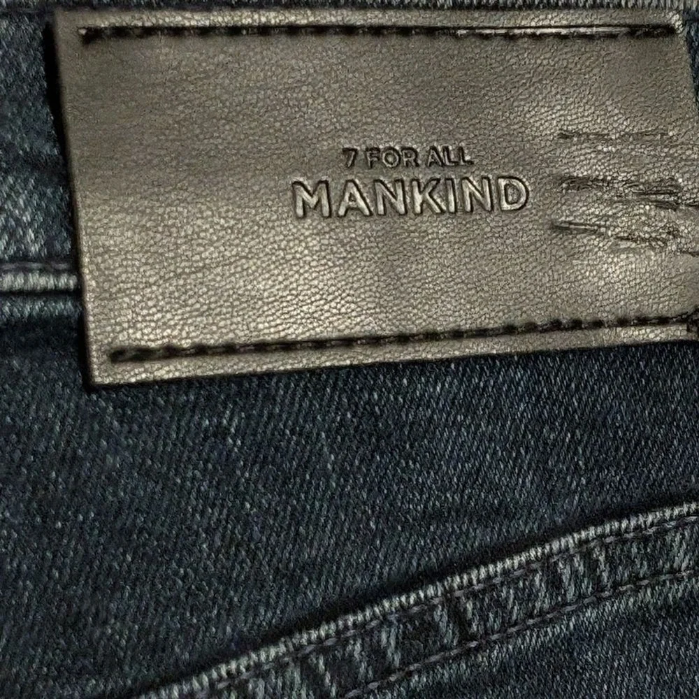 7 For All Mankind Jeans 30 Easy Slim Ripped Knee Dark Faded Wash Denim Pants NEW